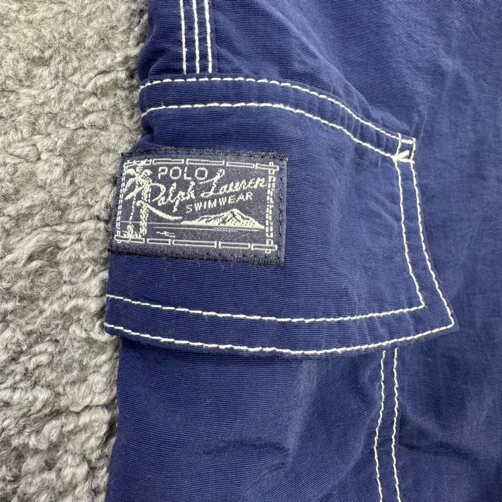 Polo Ralph Lauren Mens Navy Blue Cargo Swim Trunks Shorts Red Pony Logo‎ Size L